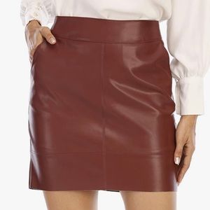 Fahsyee Faux Leather Skirt High Waisted Stretchy Zipper Mini Pencil skirt